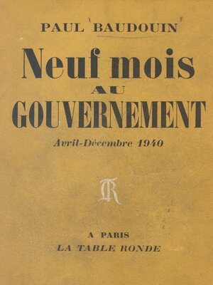 cover image of Neuf mois au gouvernement